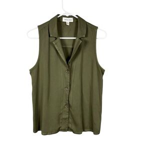 Anthropologie Cloth & Stone Women Blouse Top Small Capsule Elevated Basic Green